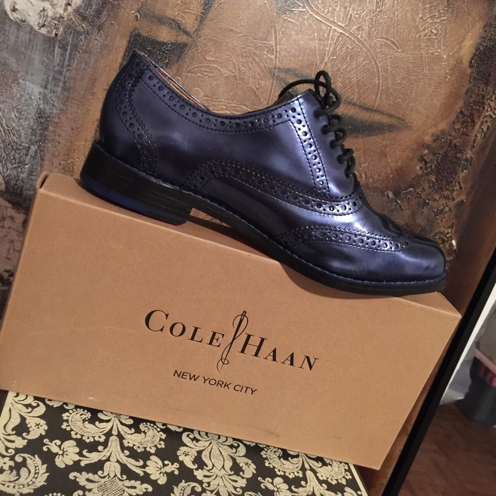 Cole Haan Oxford Metallic Blue Shoes